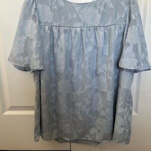 Elegant Gray Floral Blouse